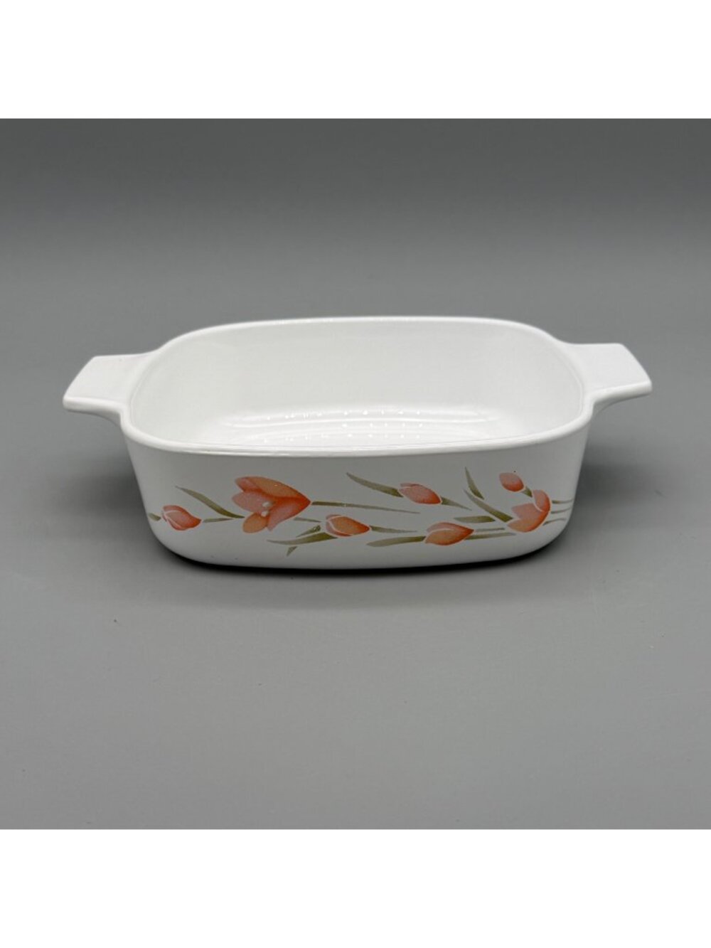 Vintage Corning A-1-B 1 Liter Casserole Dish Peach Floral Pattern *No Lid*